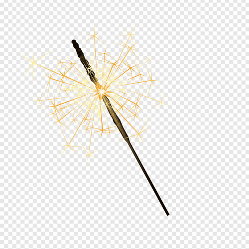 Бенгальский огонь на прозрачном фоне