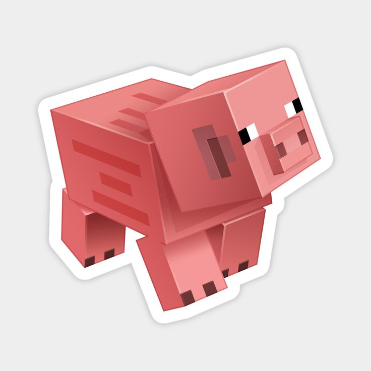 Свинья из МАЙНКРАФТА на белом фоне