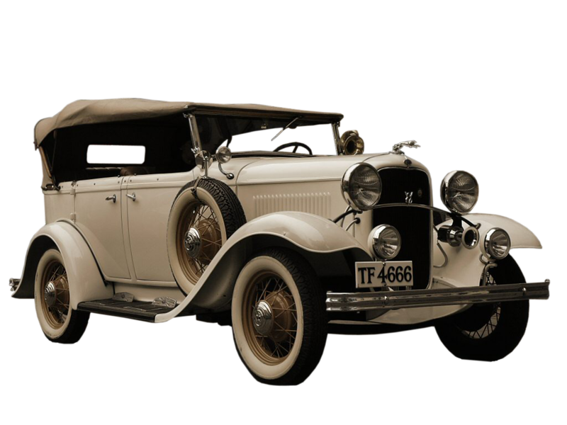 Автомобиль 20 века на белом фоне