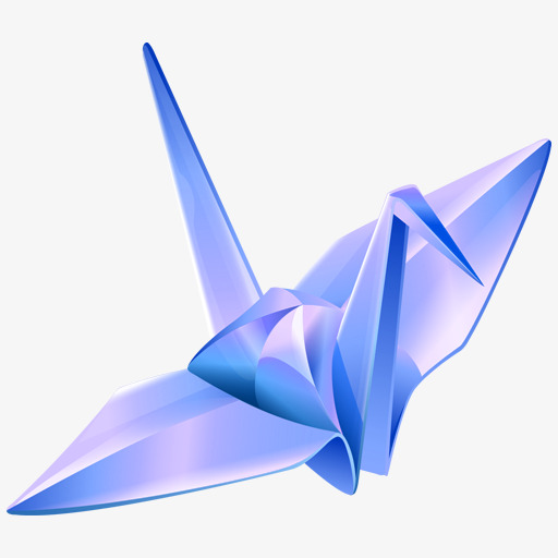 Бумажный Журавлик на прозрачном фоне