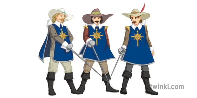 Три мушкетера на белом фоне