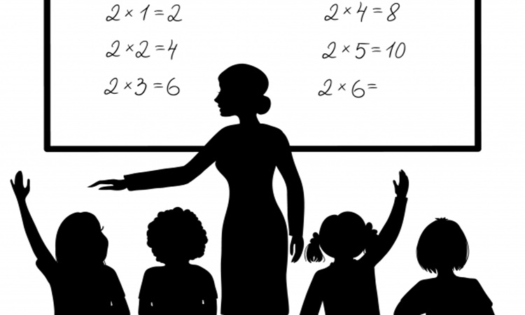 Силуэт учитель и дети