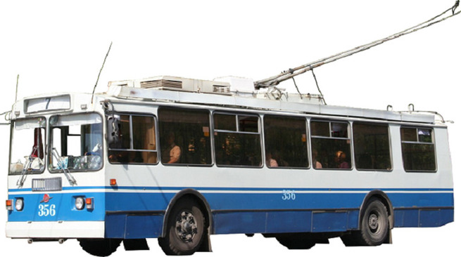 Троллейбус на белом фоне