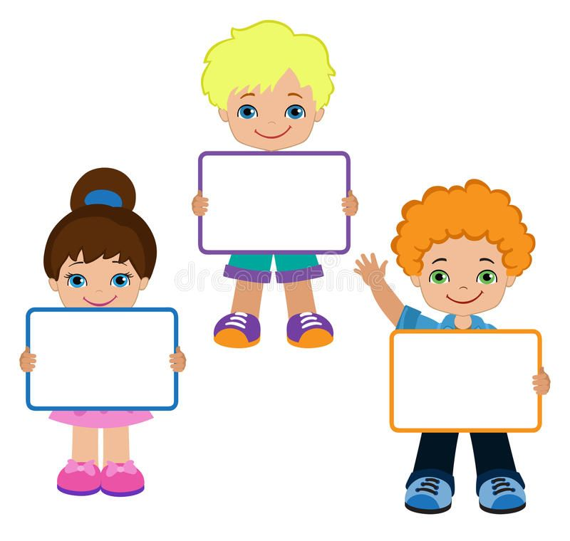 Дети с плакатом клипарт