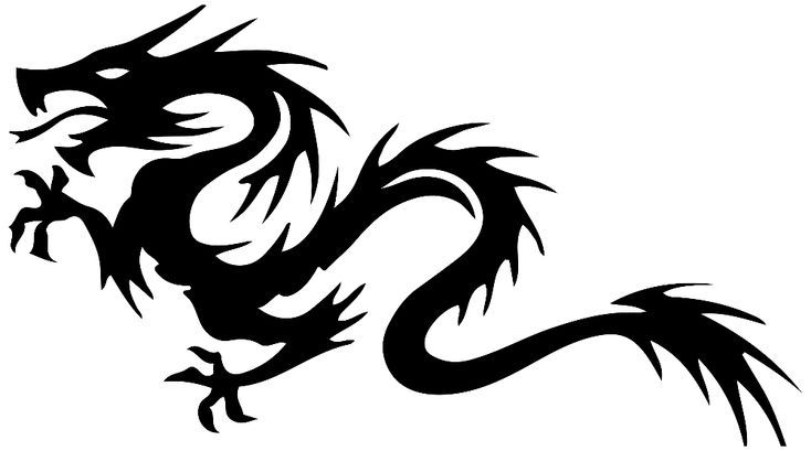 Белый дракон на черном фоне