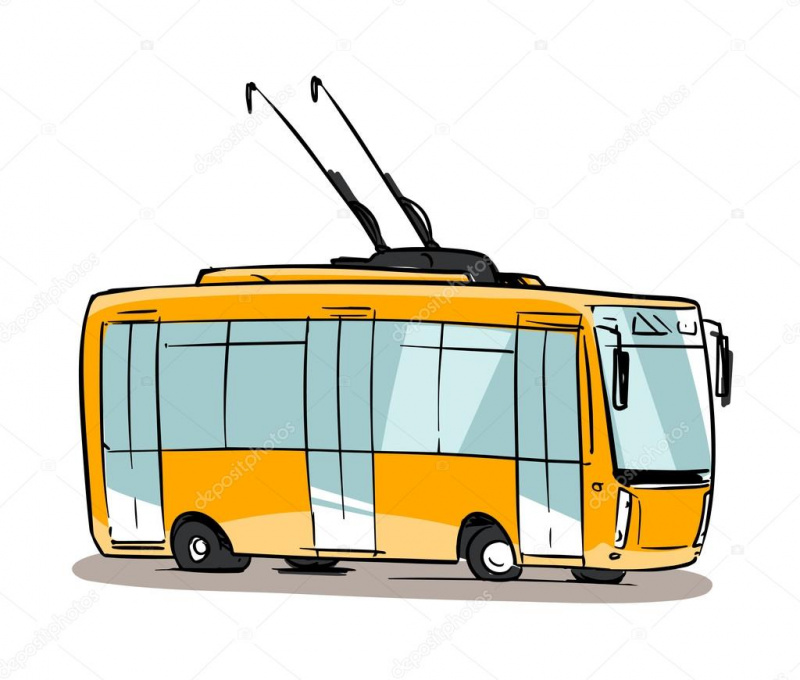 Троллейбус на белом фоне