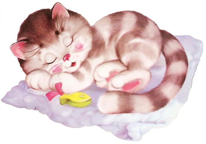 Спящий котенок на прозрачном фоне