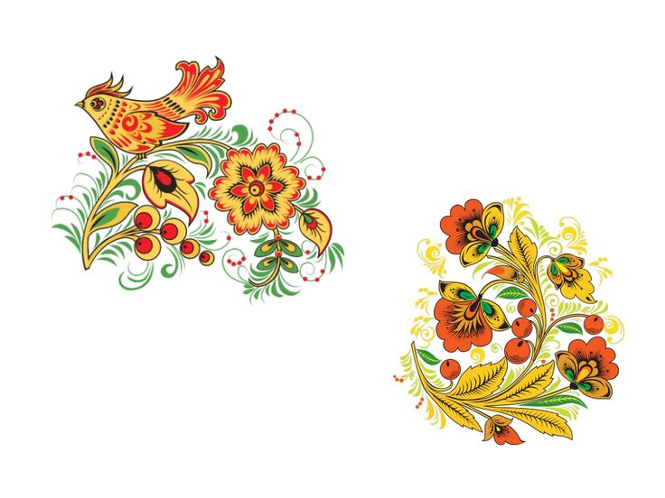 Элементы хохломской росписи Рябинка
