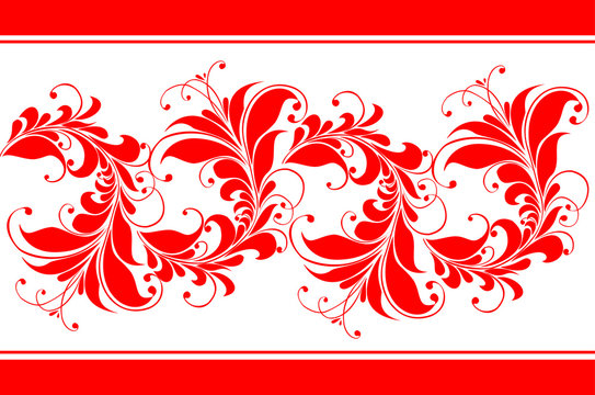 Орнамент красный на белом