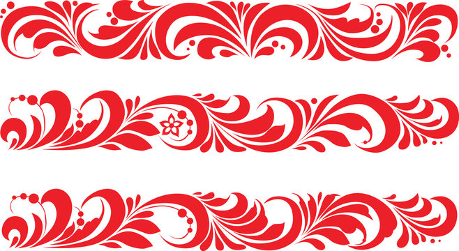 Хохломская роспись орнамент вектор