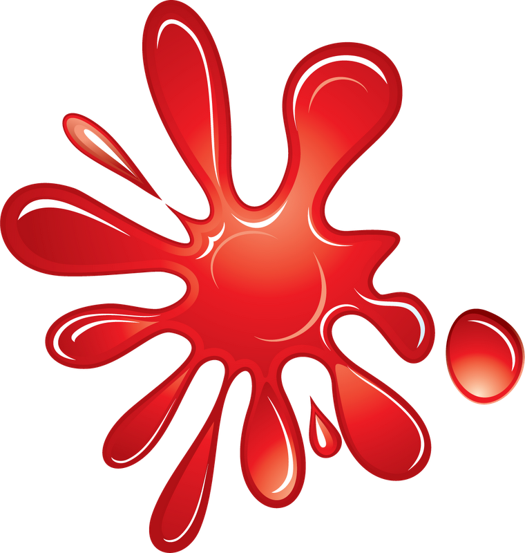 Красная Клякса на белом фоне