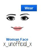 Лицо из РОБЛОКС женское