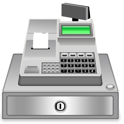Кассовый аппарат на прозрачном фоне
