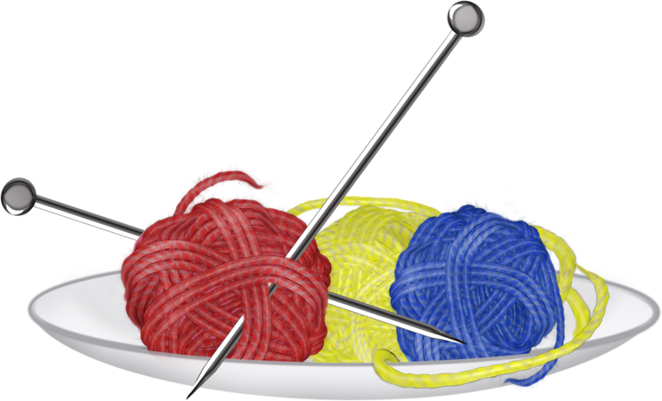 Клубок ниток со спицами