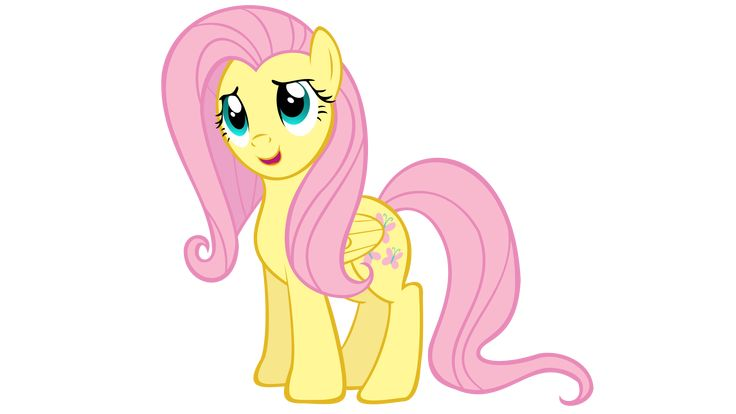 Флаттершай пони на белом фоне