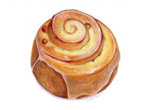Синнабон булочки акварель