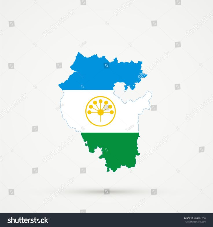 Карта Башкортостана в цвете флага