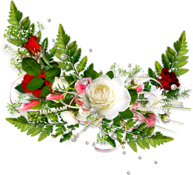 Цветочные композиции на прозрачном фоне