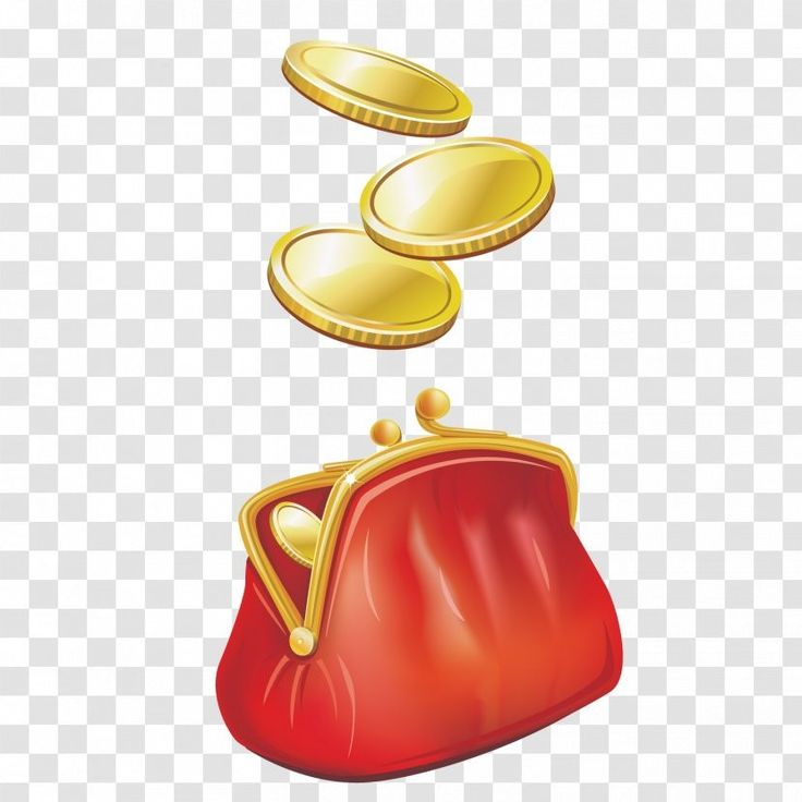Кошелек с монетами на прозрачном фоне