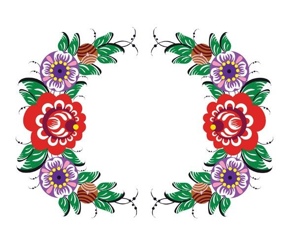 Городецкая роспись орнаментальная полоса