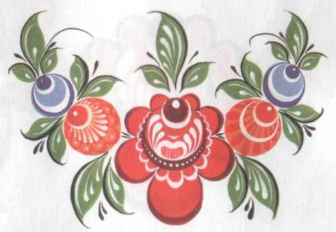 Элемент Городецкой росписи "Городецкий фазан"