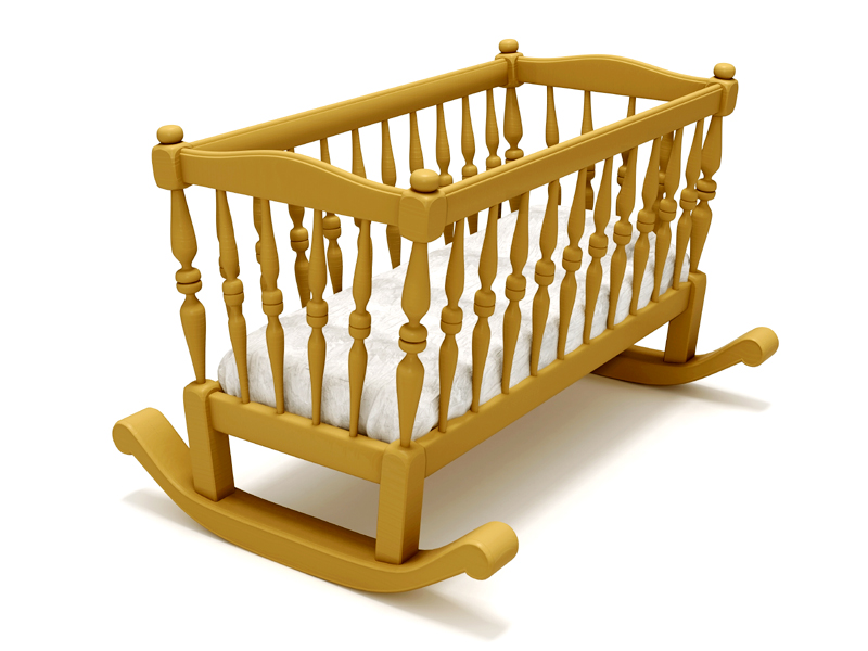 Кровать люлька на белом фоне