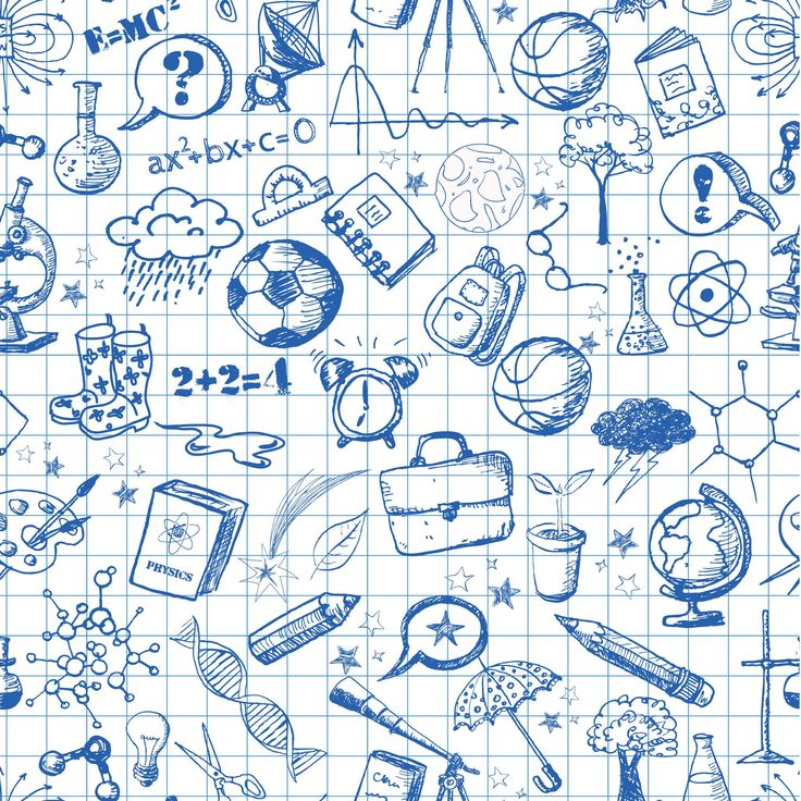 Школьный фон в клеточку с рисунками