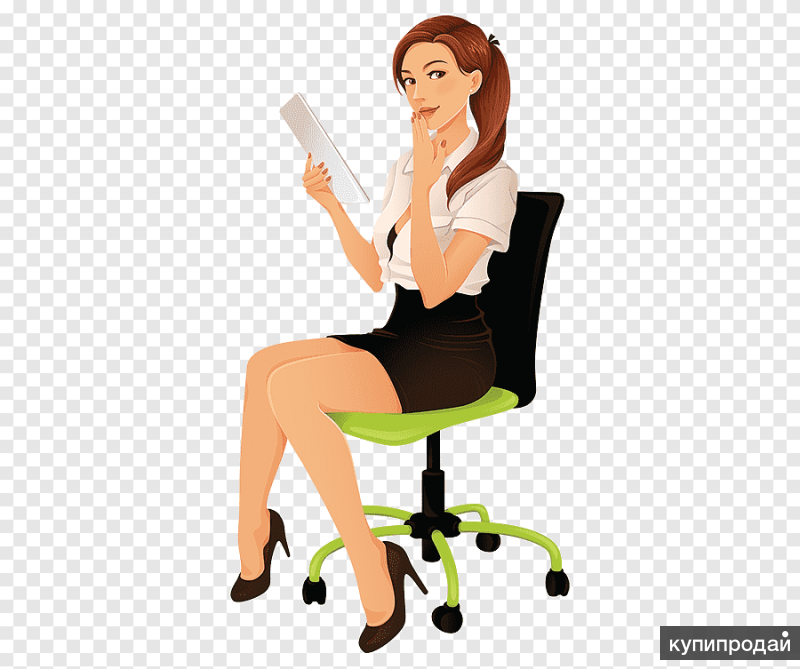 Девушка в офисном кресле