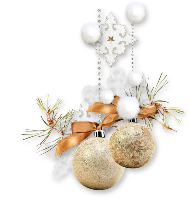 Новогодние украшения на прозрачном фоне