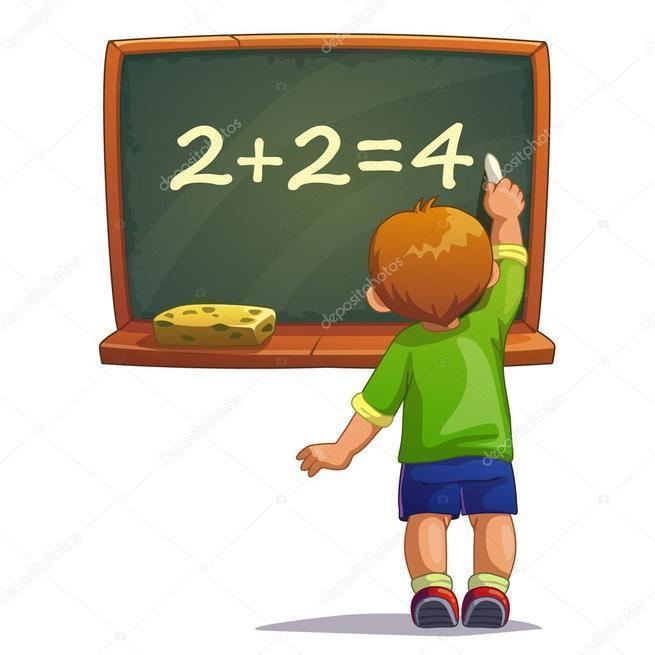 Ребенок у доски решает задачу