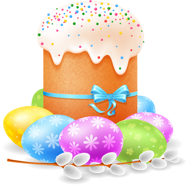 Кулич на Пасху на белом фоне