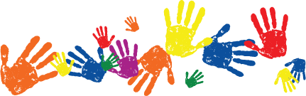 Разноцветные ладошки на прозрачном фоне