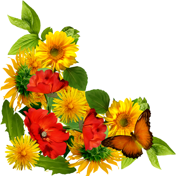 Цветочки на прозрачном фоне