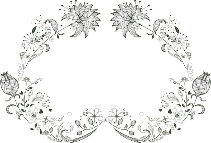 Цветочный орнамент на прозрачном фоне