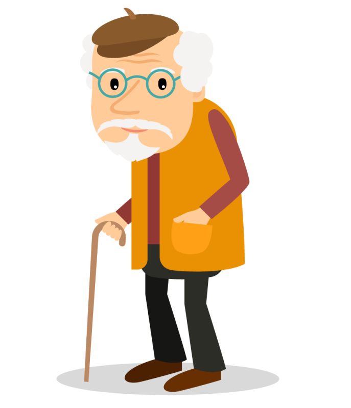 Старичок на белом фоне