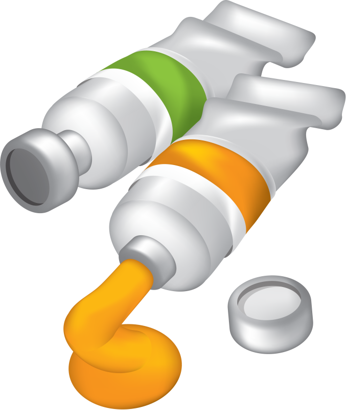 Тюбик краски на белом фоне