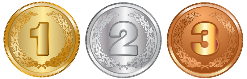 Золотая серебряная и бронзовая медаль