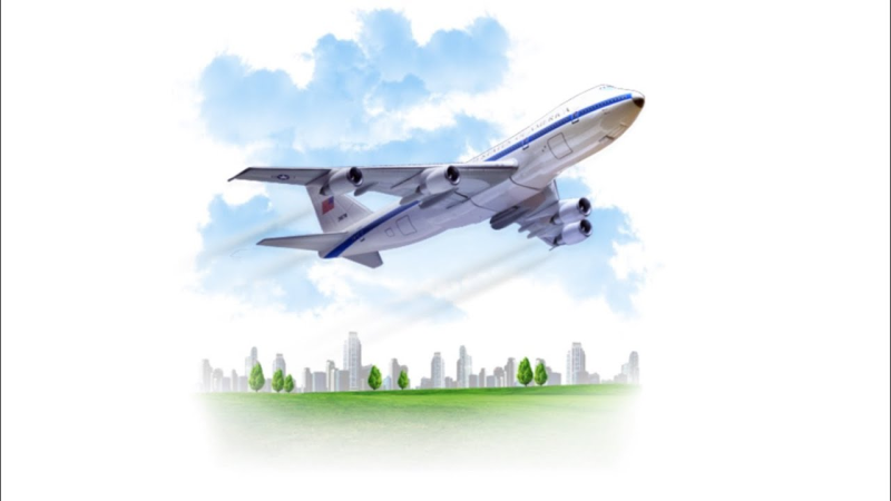 Самолет в небе на белом фоне