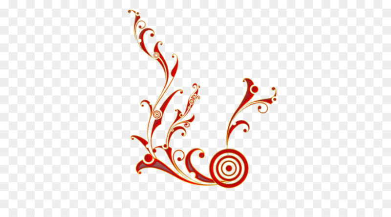 Красные вензеля на прозрачном фоне