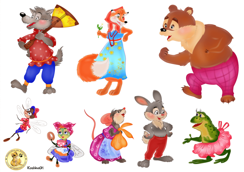 Герои сказки Теремок для театра фланелеграфа