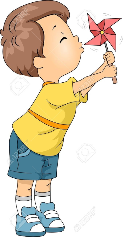 Ребенок дует на вертушку