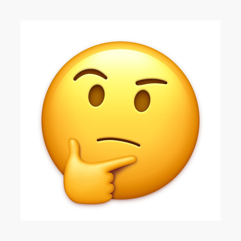 Думающий смайлик на прозрачном фоне