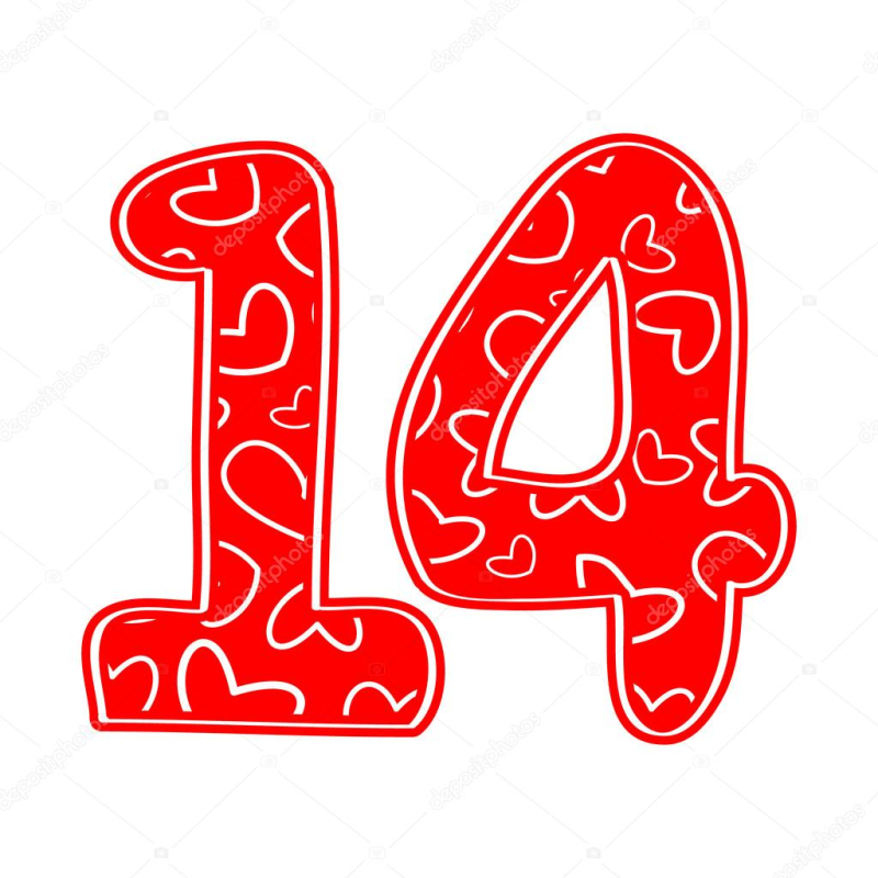 Цифра 14 красная