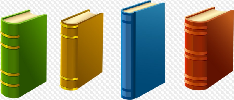 Корешки книг на прозрачном фоне