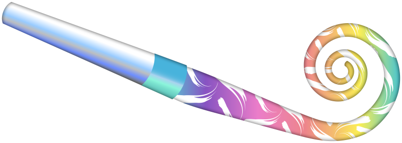 Свистулька на день рождения на белом фоне