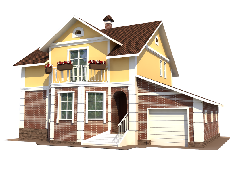 Частный дом на белом фоне