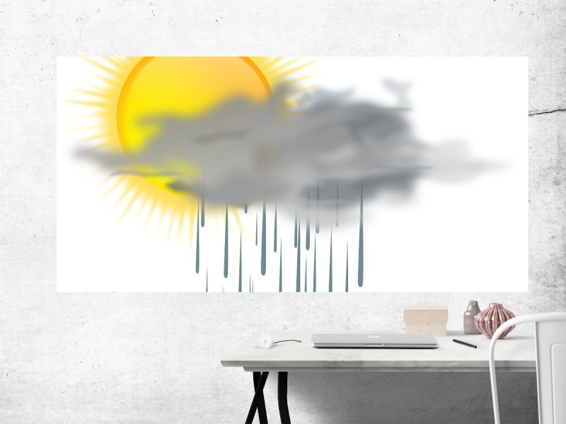 Солнышко и дождик на прозрачном фоне