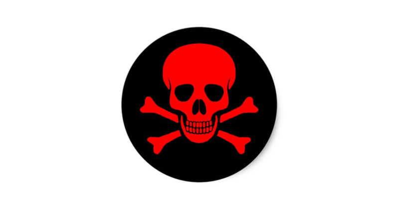 Череп с костями красный