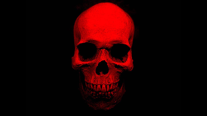 Красный череп на черном фоне
