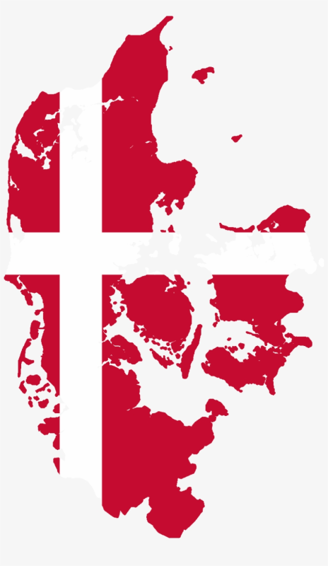 Дания на карте с флагом